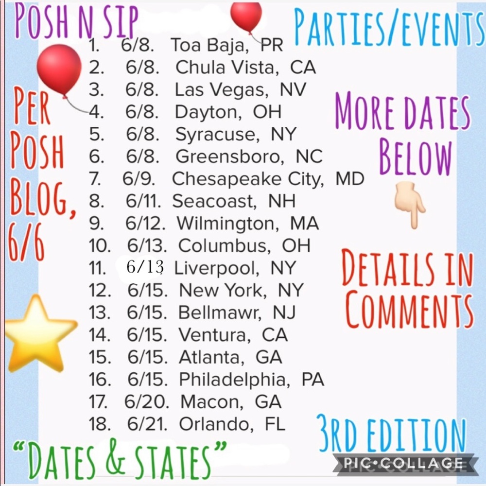 POSH N SIP  -POSH N SIP PARTIES / DATES & STATES